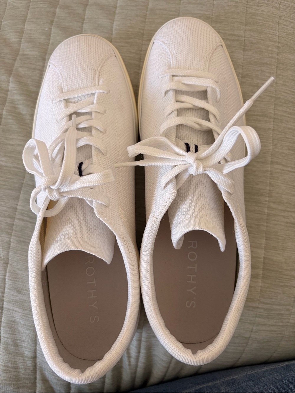 Rothy's Women's White Knit Lace-Up Sneakers (barely worn)